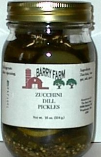 glass of Barry Farm Zucchini Dill Pickles