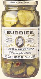 glass of Bubbies California Bread and Butter Chips