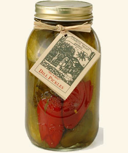 glass of Cherith Valley Gardens Dill Pickles