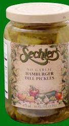 glass of Sechlers Hamburger Dill Pickles